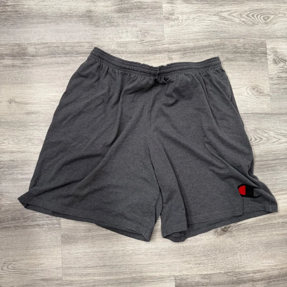 Champion Athletic Shorts Dark‎ Gray Elastic Waist Drawstring Logo Mens XL